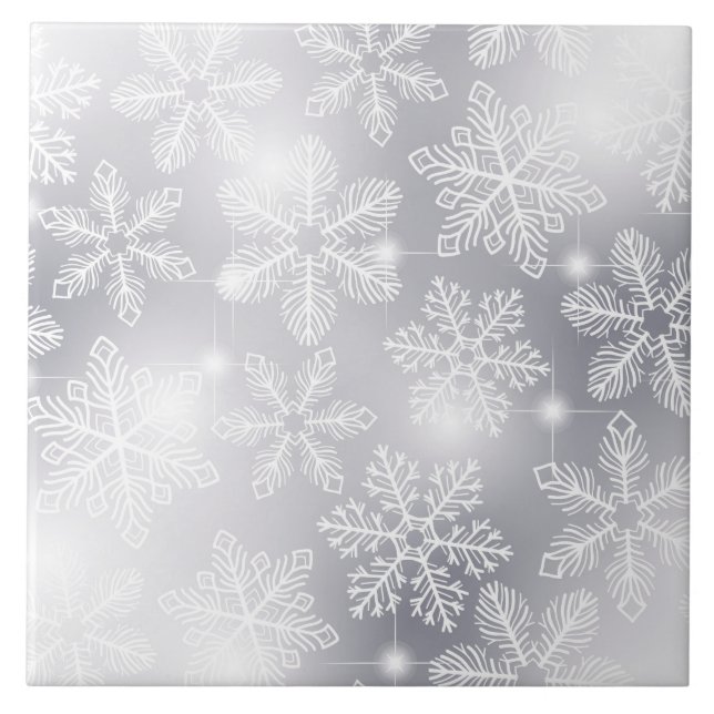 Snöflingor och ljus kakelplatta (Framsidan)