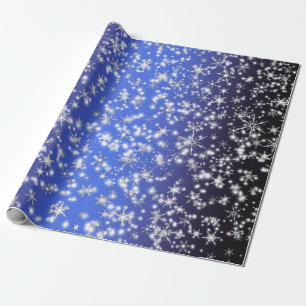 Snöflingor och miniatyrdiagram över marint blåt presentpapper