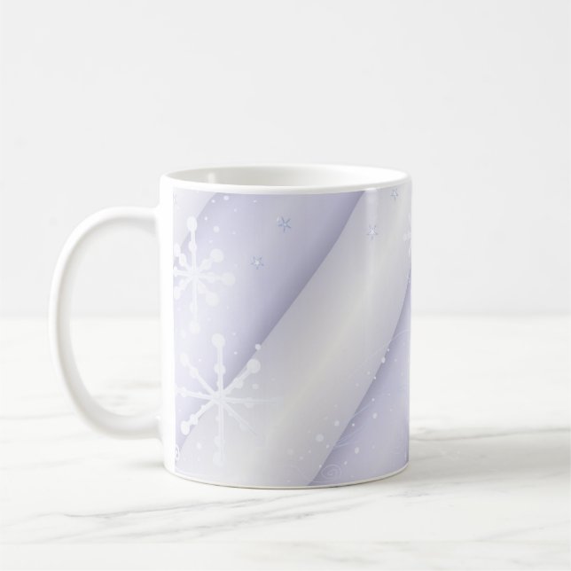 Snöflingor och mjuka ränder kaffemugg (Vänster)