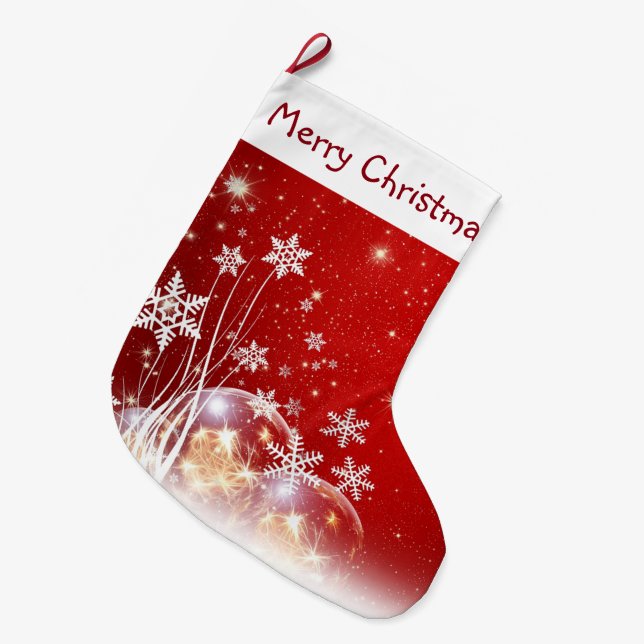 Snöflingor och prydnadsföremål stor julstrumpa (Framsidan (Hängande))