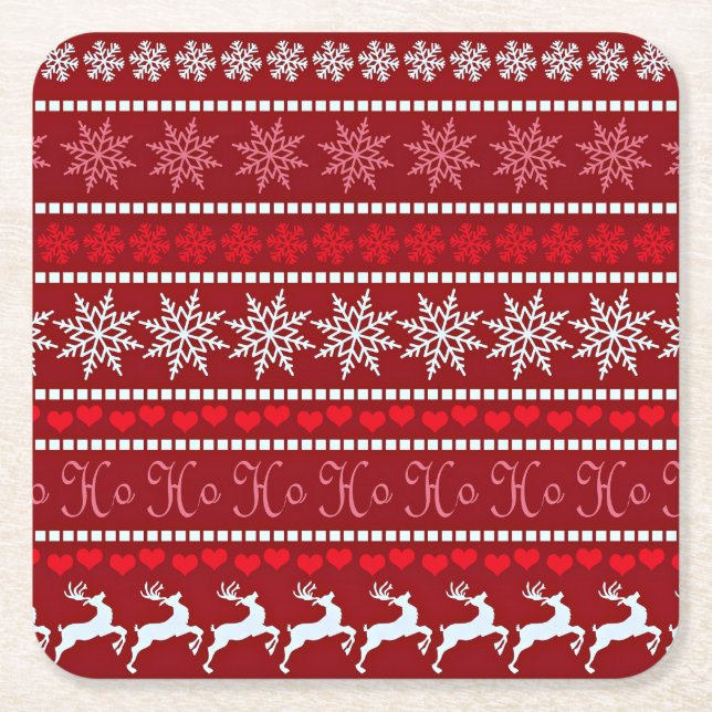 Snöflingor och renar underlägg papper kvadrat (Framsidan)