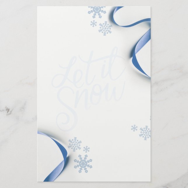 Snöflingor och Rosett band Låt det snöa Brevpapper (Framsida)