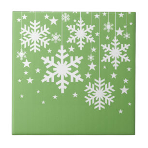 Snöflingor och stapel, Grönt Kakelplatta