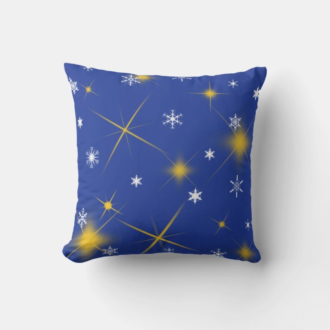Snöflingor och Stars Helgdag Pillow Kudde (Framsida)