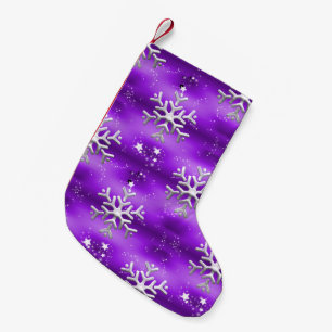 Snöflingor och Stars Lila jul Liten Julstrumpa