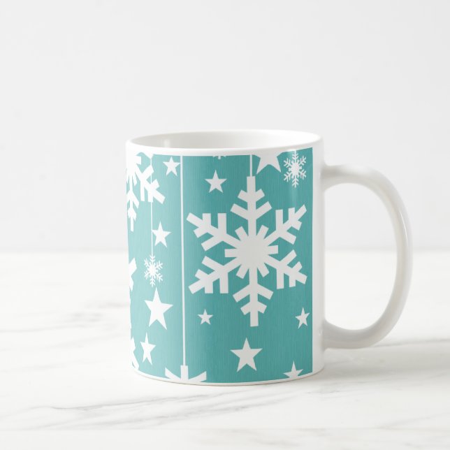 Snöflingor och Stars Mugg, Aqua Kaffemugg (Höger)