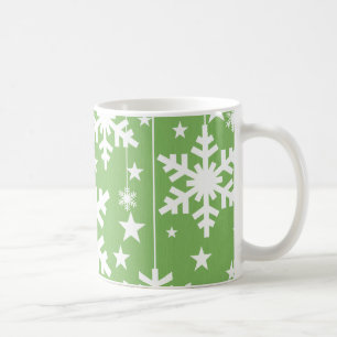 Snöflingor och Stars Mugg, Grönt Kaffemugg