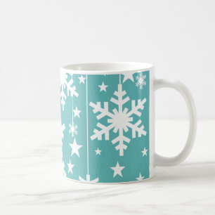 Snöflingor och stjärnor mugg, Aqua Kaffemugg