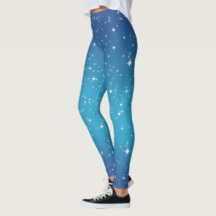 Snöflingor och stjärnor på Blekens blå övertoning Leggings