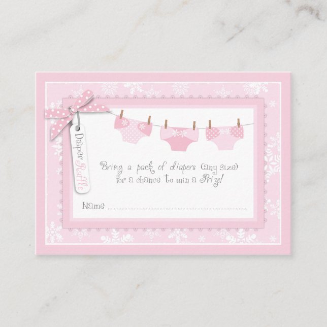 Snöflingor och Tutu Diaper Raffle Biljett Tilläggskort (Framsida)