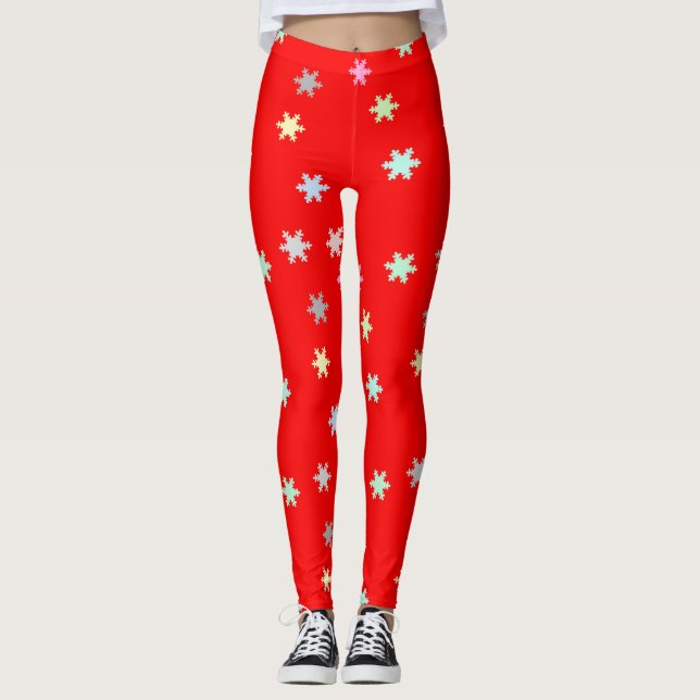 Snöflingor om rödskinn leggings (Framsida)