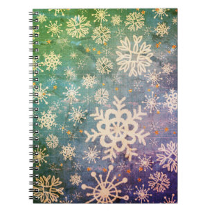 Snöflingor på Blue Denim Tie-dye Anteckningsbok