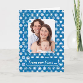 Snöflingor på Blue, Photo Helgdag från vårt hem Kort