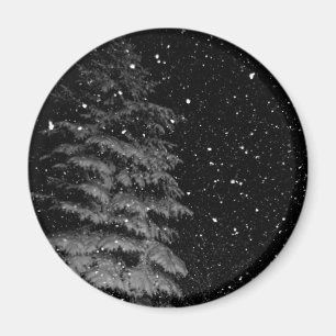 snöflingor på ett unikt nattfoto magnet