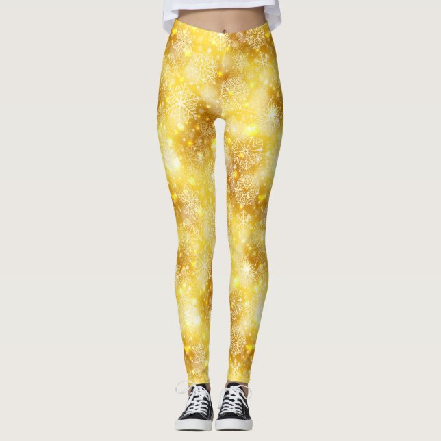 Snöflingor på golden leggings (Framsida)
