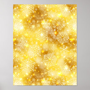 Snöflingor på golden poster