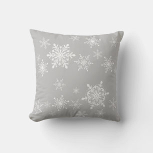snöflingor på grå färg kudde