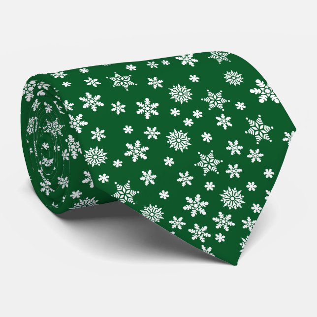 Snöflingor på Grön Jul Slips (Rullad)