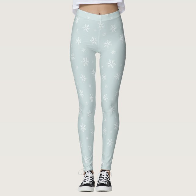 Snöflingor på Isig Light Blue Leggings (Framsida)
