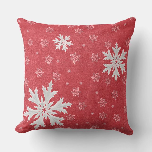Snöflingor på juljupkort Kväll Kudde (Framsida)
