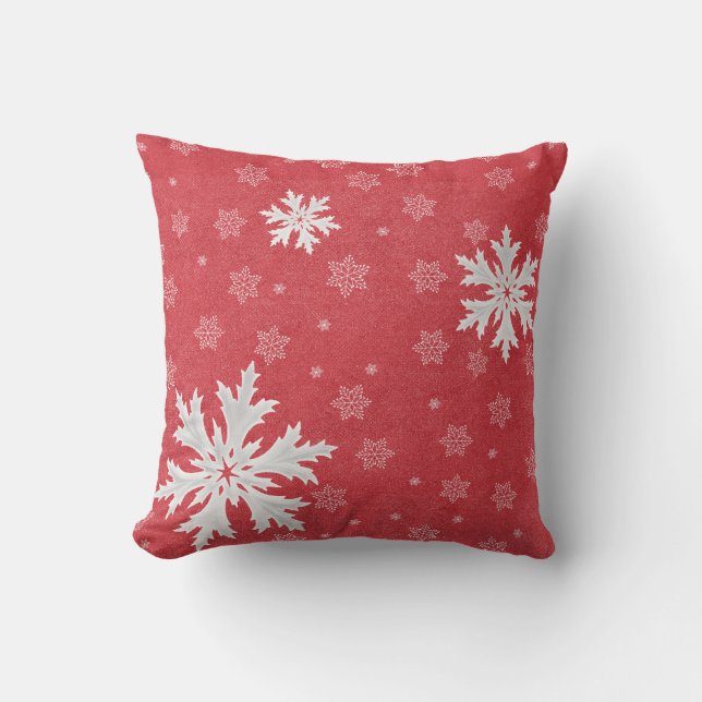 Snöflingor på juljupkort Kväll Kudde (Framsida)