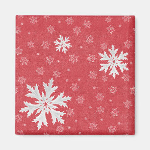 Snöflingor på juljupkort Kväll Magnet