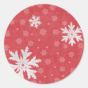 Snöflingor på juljupkort Kväll Runt Klistermärke