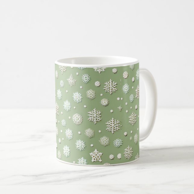 Snöflingor på Mint Kaffemugg (Framsida höger)