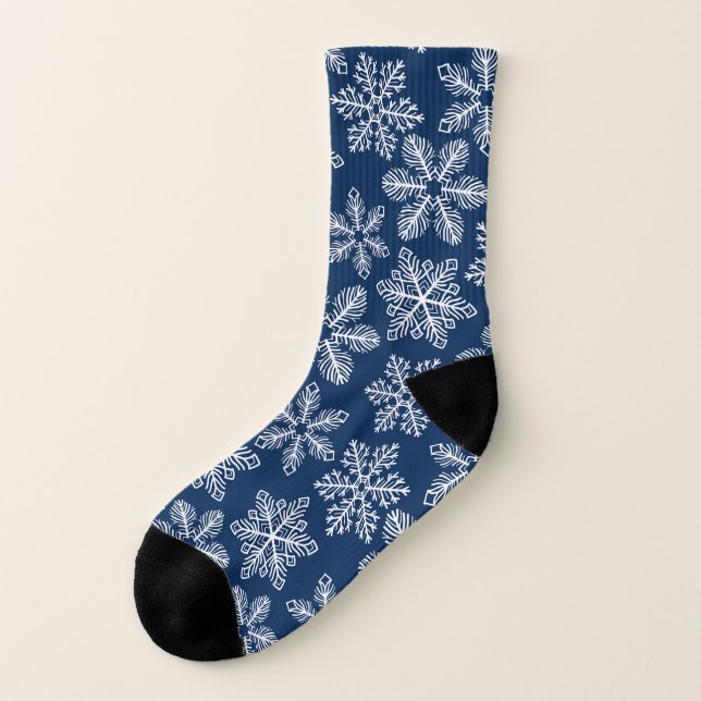 Snöflingor på mörk blått strumpor (Vänster utanför)