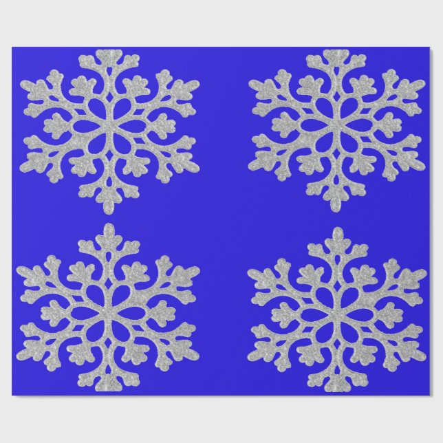 Snöflingor på Pappra Blå insvällning Presentpapper (Platt)