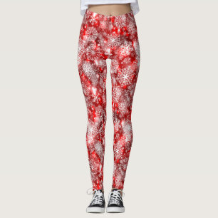Snöflingor på rött leggings