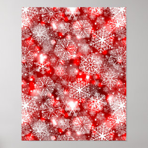Snöflingor på rött poster