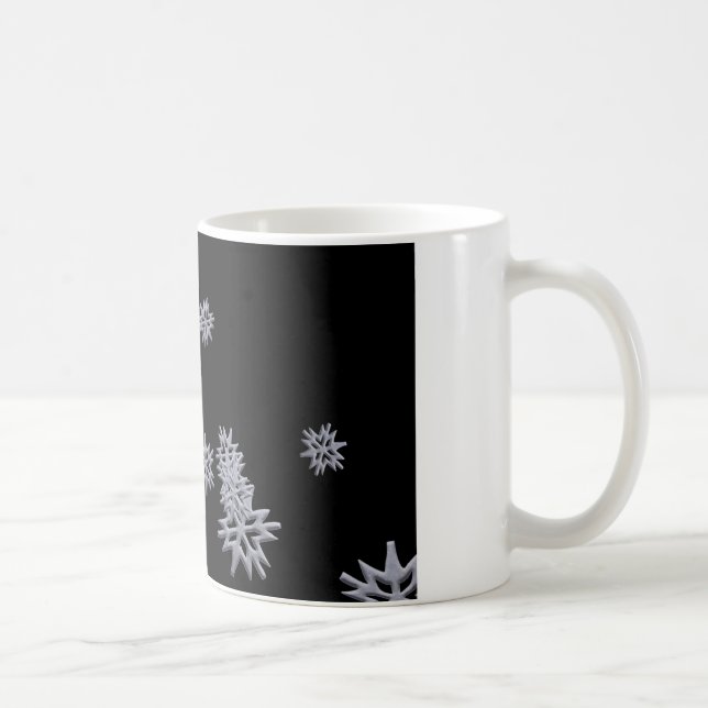 Snöflingor på svart bakgrund kaffemugg (Höger)