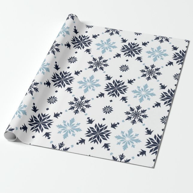 Snöflingor Papper Presentpapper (Utrullad)