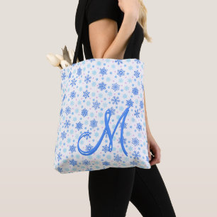 Snöflingor Pastel Baby blue Modern Anpassningsbar Tygkasse