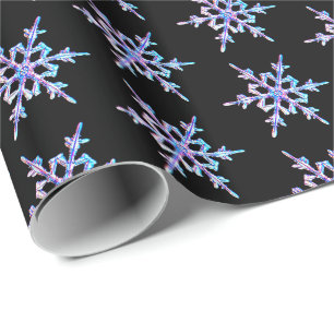 Snöflingor, pastelliserad iranskkristaller på sv presentpapper