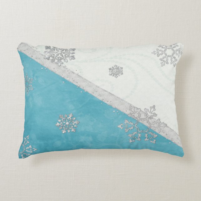 Snöflingor & Peppermint Helgdag Prydnadskudde (Framsidan)