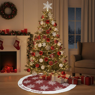 Snöflingor personligt familjenamn julgransmatta borstad polyester