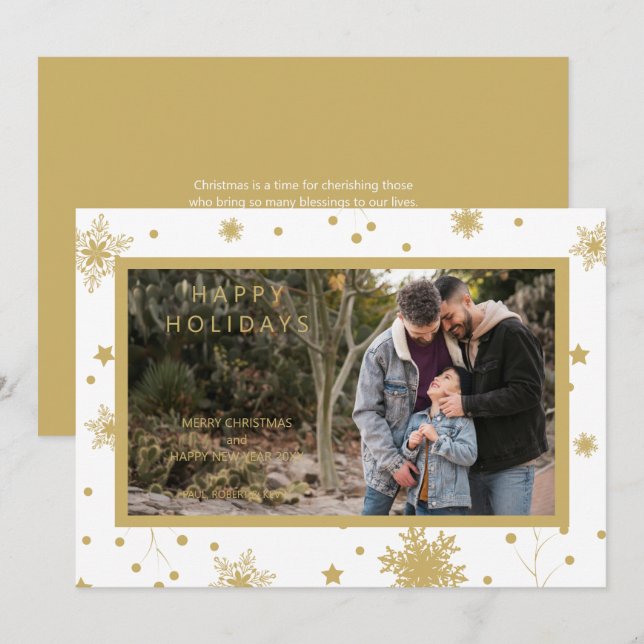 Snöflingor Photo Jul Chic Simple Calligraphy (Fram/baksida)