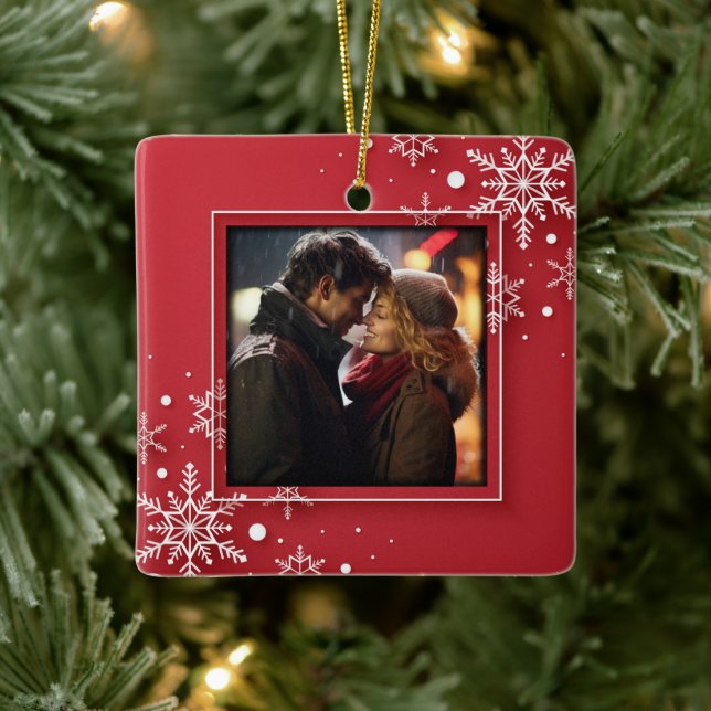 Snöflingor Photo Ram Julgransprydnad Keramik (Träd)