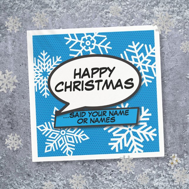 Snöflingor Pratbubbla Rolig Tecknad Bok Pappersservett (Snowflakes Speech Bubble Fun Comic Book Napkins)