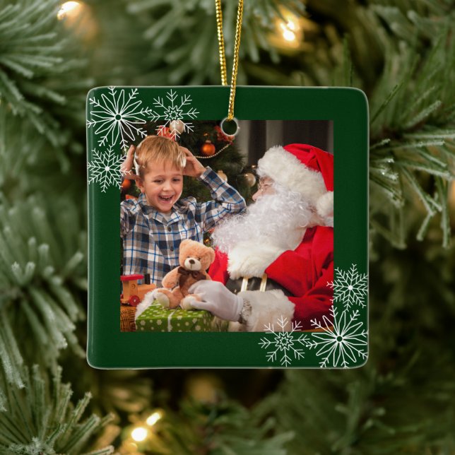 Snöflingor Ram fotokeramiskt prydnadsföremål Julgransprydnad Keramik (Träd)