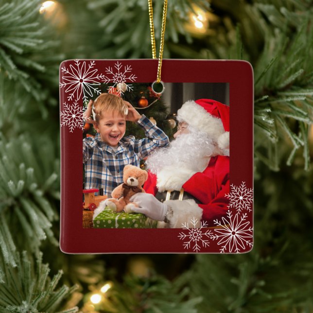 Snöflingor Ram fotokeramiskt prydnadsföremål Julgransprydnad Keramik (Träd)