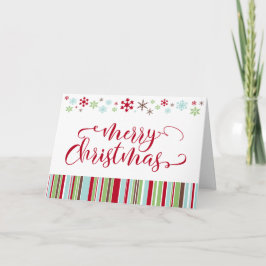 Snöflingor & Ränder, Ljusröd God Jul Helgkort