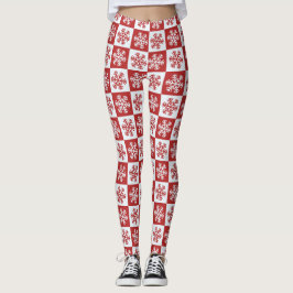 Snöflingor Red and White-jul Leggings