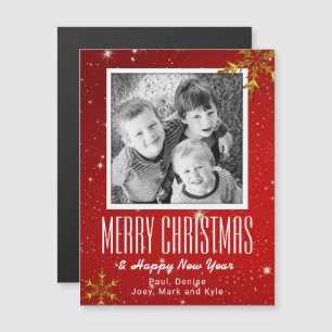 Snöflingor Red God jul 5x7 Photo Magnet