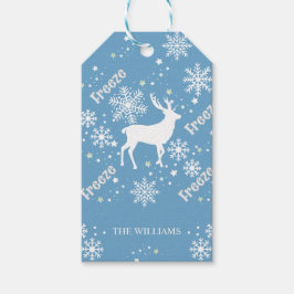 snöflingor renblått presentetikett
