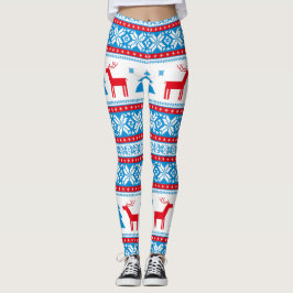 Snöflingor & rener, julgrafik Sticka - Leggings