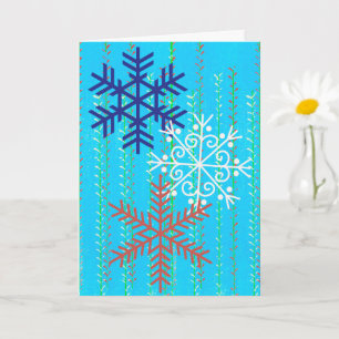Snöflingor Retro Stil i blått julkort Kort
