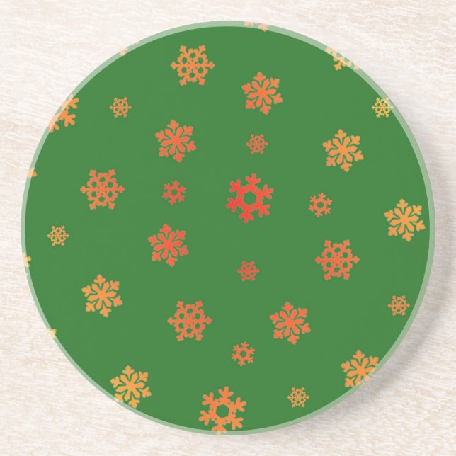 Snöflingor (Röda & Guld) [Julens Mönster] Underlägg (Framsidan)